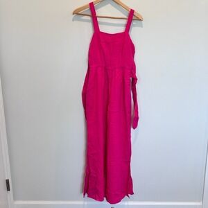 NIC+ZOE Dress Womens 0 Shocking Pink Organic Linen Blend Maxi Sleeveless New